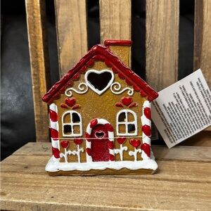 Charming Gingerbread House Candle Holder - Red and Brown Valentine’s Day
